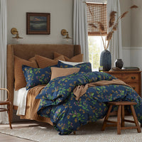 Galilea Floral Classic Smooth Sateen Flat Bed Sheet - Dark Teal, Twin/Twin XL,Dark Teal