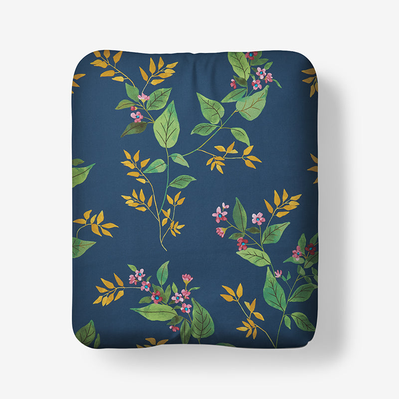 Galilea Floral Classic Smooth Sateen Fitted Bed Sheet - Dark Teal, Twin,Dark Teal