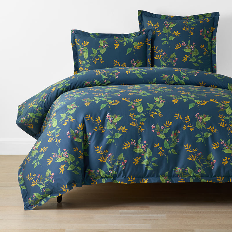 Galilea Floral Classic Smooth Sateen Duvet Cover - Dark Teal, Twin/Twin XL,Dark Teal