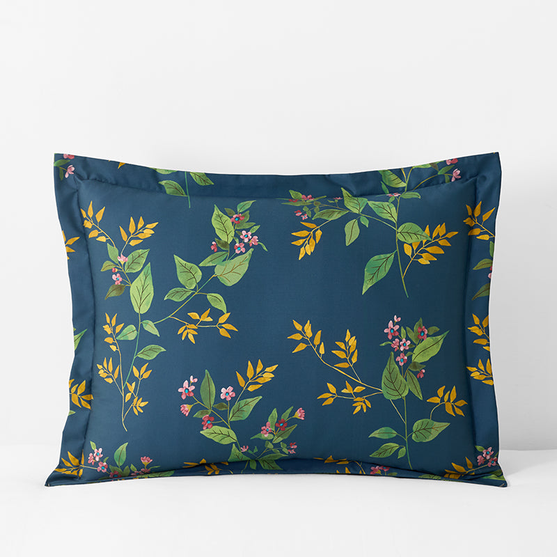 Galilea Floral Classic Smooth Sateen Sham - Dark Teal, Standard,Dark Teal