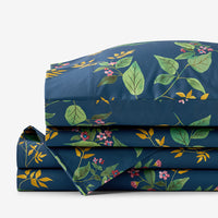 Galilea Floral Classic Smooth Sateen Bed Sheet Set - Dark Teal, Twin,Dark Teal