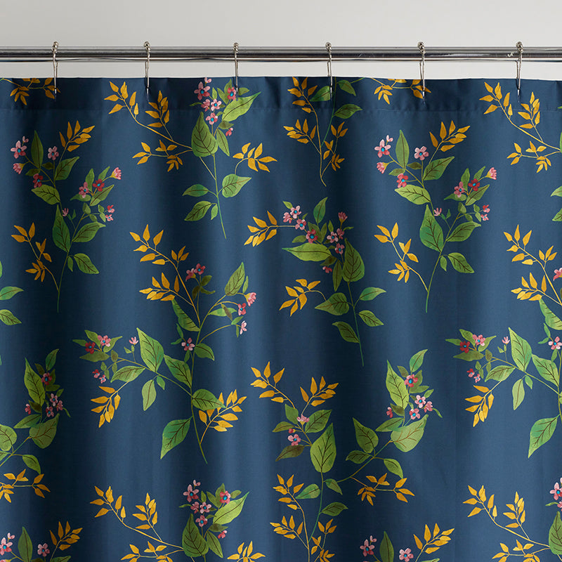 Galilea Floral Classic Smooth Sateen Shower Curtain - Dark Teal,Dark Teal