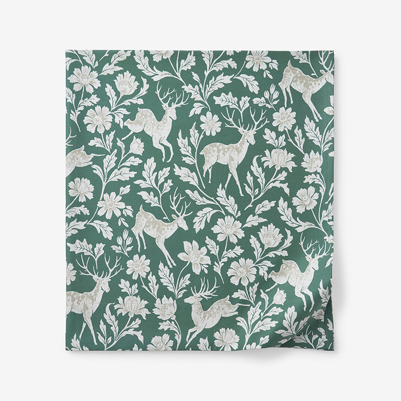 Deer Walk Classic Smooth Sateen Flat Bed Sheet - Green Multi, Twin/Twin XL,Green Multi