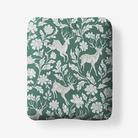 Deer Walk Classic Smooth Sateen Fitted Bed Sheet - Green Multi, Twin,Green Multi