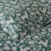Deer Walk Classic Smooth Sateen Fitted Bed Sheet - Green Multi, Twin,Green Multi