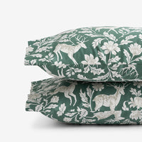 Deer Walk Classic Smooth Sateen Pillowcase Set - Green Multi, Standard,Green Multi