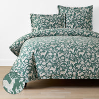 Deer Walk Classic Smooth Sateen Duvet Cover - Green Multi, Twin/Twin XL,Green Multi