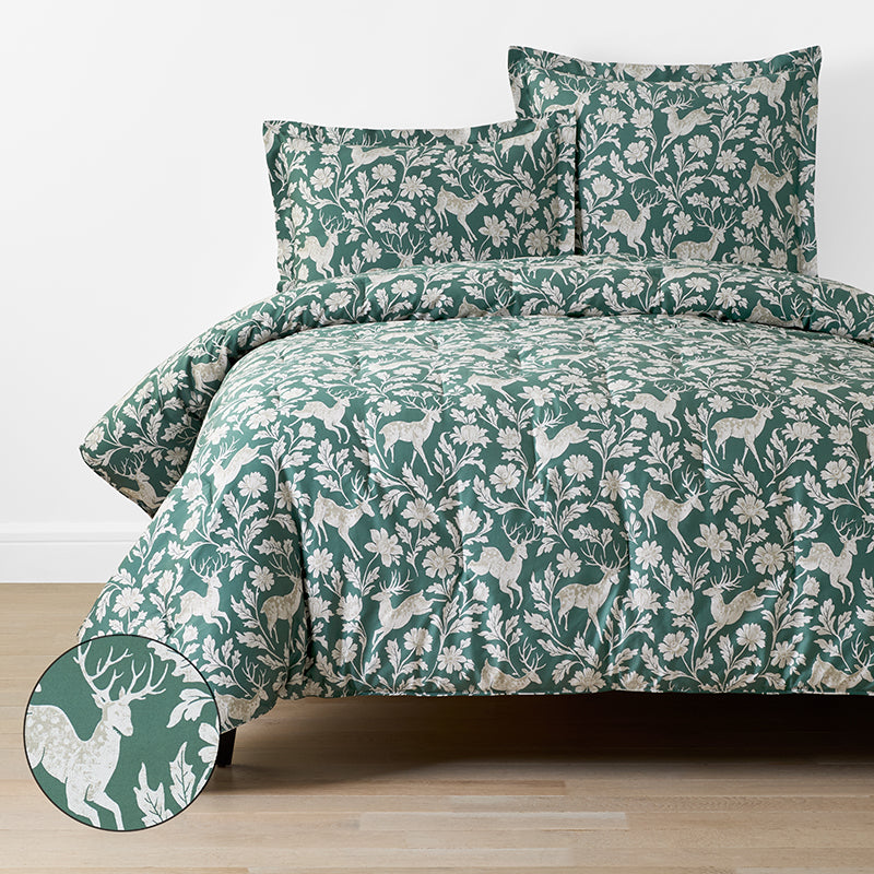 Deer Walk Classic Smooth Sateen Comforter - Green Multi, Twin/Twin XL,Green Multi