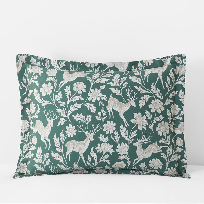 Deer Walk Classic Smooth Sateen Sham - Green Multi, Standard,Green Multi