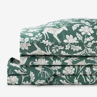 Deer Walk Classic Smooth Sateen Bed Sheet Set - Green Multi, Twin,Green Multi