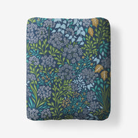 Achillea Patch Classic Cool Cotton Percale Fitted Bed Sheet - Navy Multi, Twin,Navy Multi