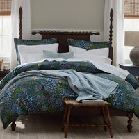 Achillea Patch Classic Cool Cotton Percale Fitted Bed Sheet - Navy Multi, Twin,Navy Multi