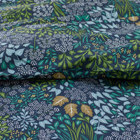 Achillea Patch Classic Cool Cotton Percale Fitted Bed Sheet - Navy Multi, Twin,Navy Multi