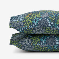 Achillea Patch Classic Cool Cotton Percale Pillowcase Set - Navy Multi, Standard,Navy Multi