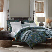 Achillea Patch Classic Cool Cotton Percale Pillowcase Set - Navy Multi, Standard,Navy Multi