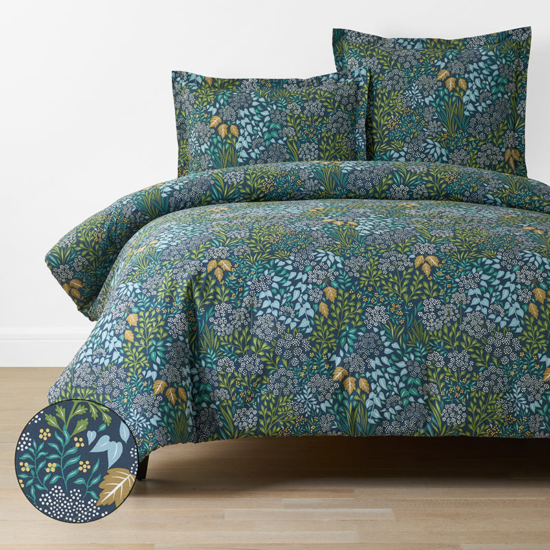 Achillea Patch Classic Cool Cotton Percale Duvet Cover - Navy Multi, Twin/Twin XL,Navy Multi
