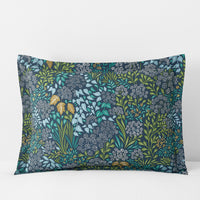 Achillea Patch Classic Cool Cotton Percale Sham - Navy Multi, Standard,Navy Multi