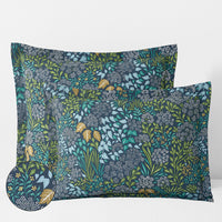 Achillea Patch Classic Cool Cotton Percale Sham - Navy Multi, Standard,Navy Multi