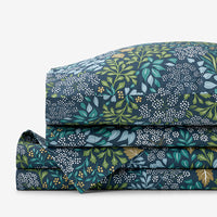 Achillea Patch Classic Cool Cotton Percale Bed Sheet Set - Navy Multi, Twin,Navy Multi