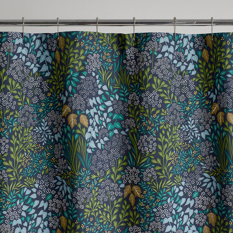Achillea Patch Classic Cool Cotton Percale Shower Curtain - Navy Multi,Navy Multi