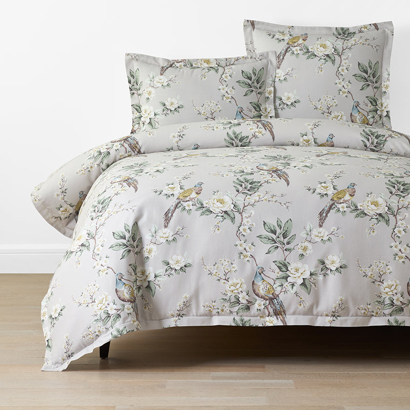 Garden Pheasant Duvet Cover - Ivory, Twin/Twin XL,Ivory