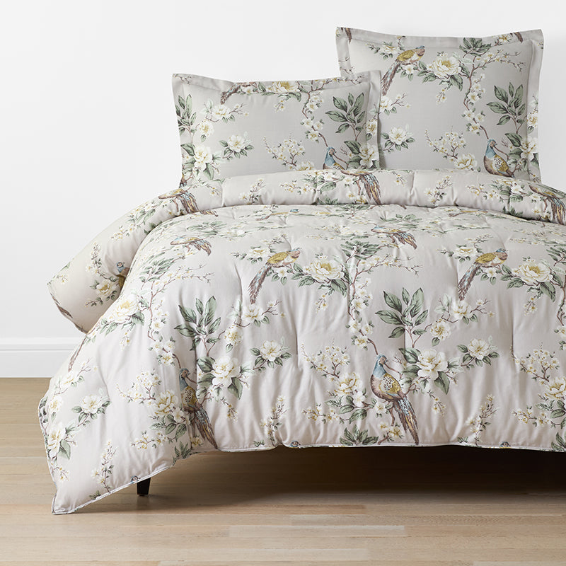Garden Pheasant Comforter - Ivory, Twin/Twin XL,Ivory