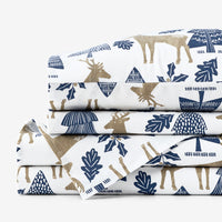 Holiday Print Classic Ultra-Cozy Cotton Flannel Bed Sheet Set - Deer Path, Twin XL,Deer Path