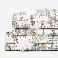 Holiday Print Classic Ultra-Cozy Cotton Flannel Bed Sheet Set - Evening Forest, Twin XL,Evening Forest