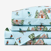 Holiday Print Classic Ultra-Cozy Cotton Flannel Bed Sheet Set - Winter Day, Twin XL,Winter Day