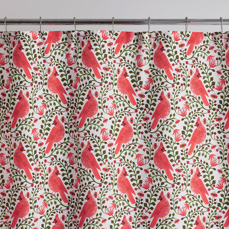 Cardinals Classic Cool Cotton Percale Shower Curtain - Red,Red