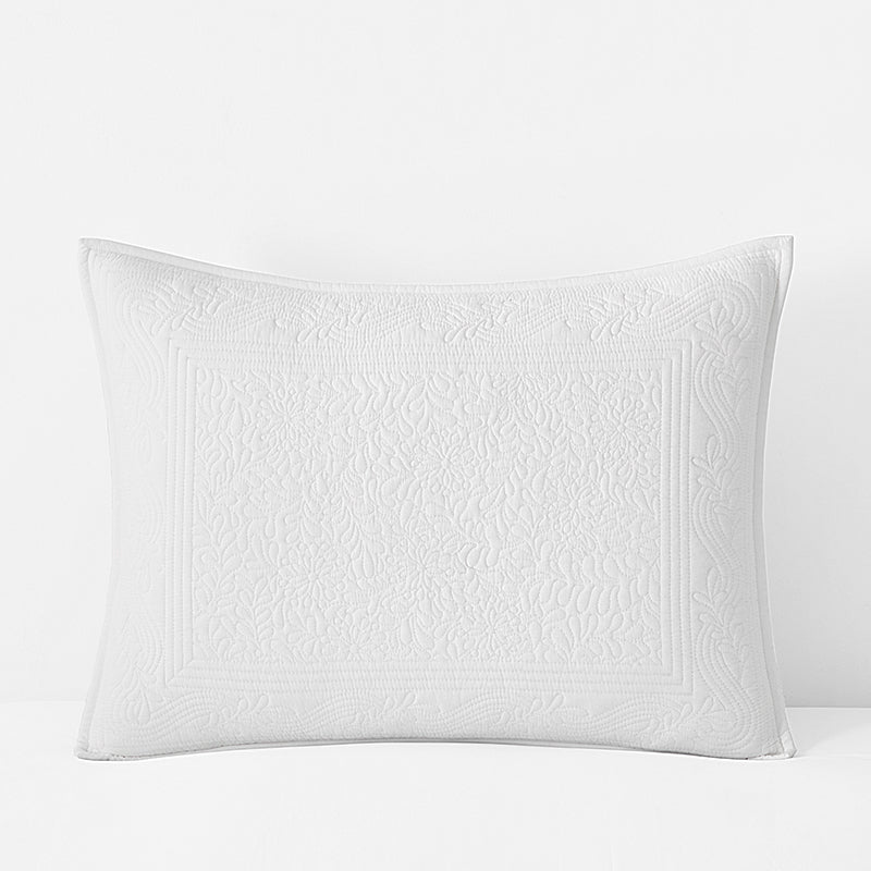 Emileen Quilted Sham - White, Standard,White