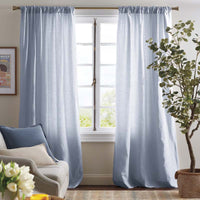 Linen Blackout Window Curtain - Ice Blue, 96 in.,Ice Blue