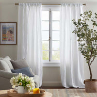 Linen Blackout Window Curtain - White, 96 in.,White