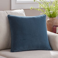 Velvet Decorative Square Pillow Cover - Smoke Blue, 24 in. x 24 in.,Smoke Blue