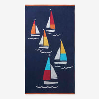 Cotton Terry Beach Towel - Sailboats,Sailboats
