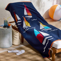 Cotton Terry Beach Towel - Sailboats,Sailboats
