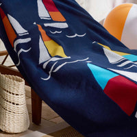 Cotton Terry Beach Towel - Sailboats,Sailboats