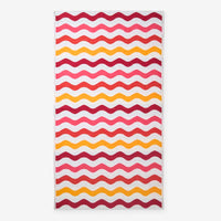 Cotton Terry Beach Towel - Red Multi Wave,Red Multi Wave