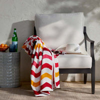 Cotton Terry Beach Towel - Red Multi Wave,Red Multi Wave