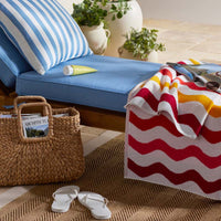 Cotton Terry Beach Towel - Red Multi Wave,Red Multi Wave
