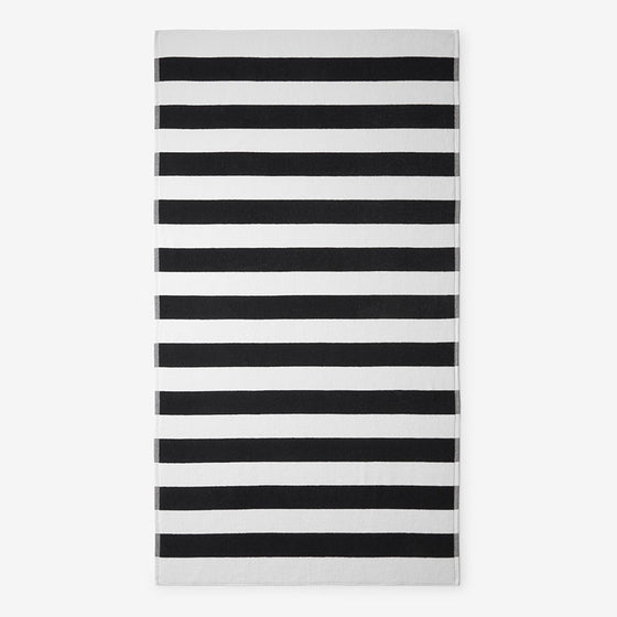 Classic Cabana Stripe Beach Towel - Black,Black