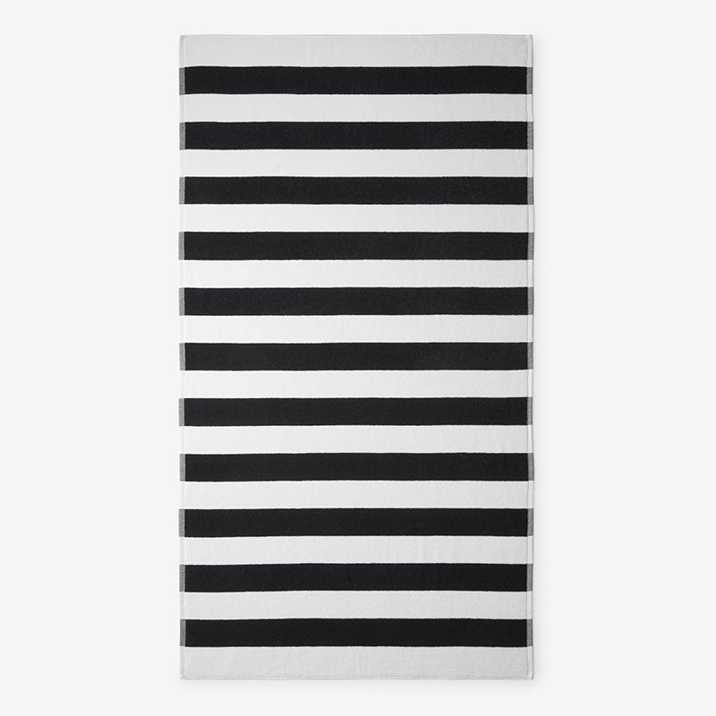 Classic Cabana Stripe Beach Towel - Black,Black