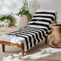 Classic Cabana Stripe Beach Towel - Black,Black