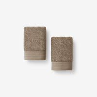 Plush Spa Solid Washcloths, Set of 2 - Mocha,Mocha