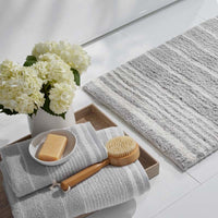 Plush Spa Stripe Washcloths, Set of 2 - Light Gray,Light Gray