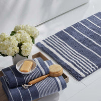 Plush Spa Stripe Washcloths, Set of 2 - Light Indigo,Light Indigo