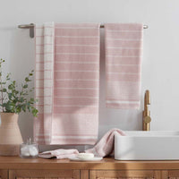 Plush Spa Stripe Bath Sheet - Light Rose Quartz,Light Rose Quartz