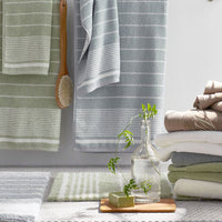 Plush Spa Stripe Bath Sheet - Light Willow,Light Willow