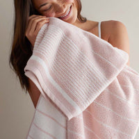 Plush Spa Stripe Bath Sheet - Light Rose Quartz,Light Rose Quartz