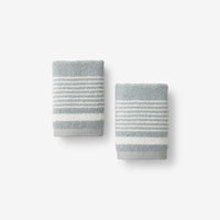 Plush Spa Stripe Washcloths, Set of 2 - Light Seaspray,Light Seaspray